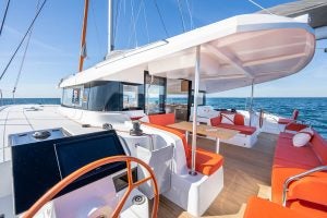 Cockpit with sitting area of Excess 14 catamaran