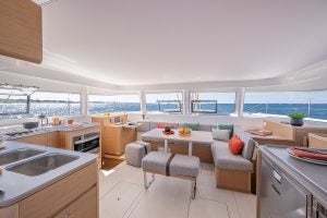 Excess 14 catamaran sailboat salon interior