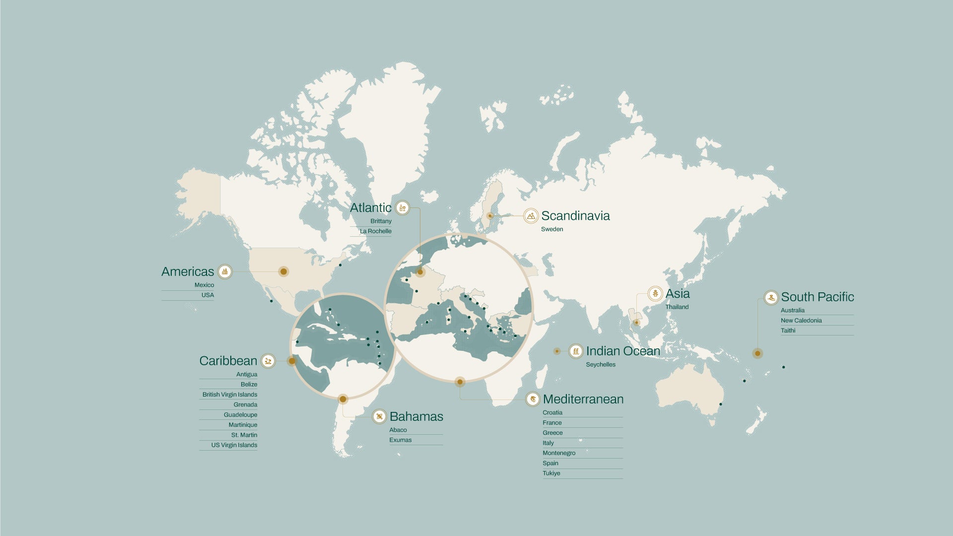 dream yacht destinations map