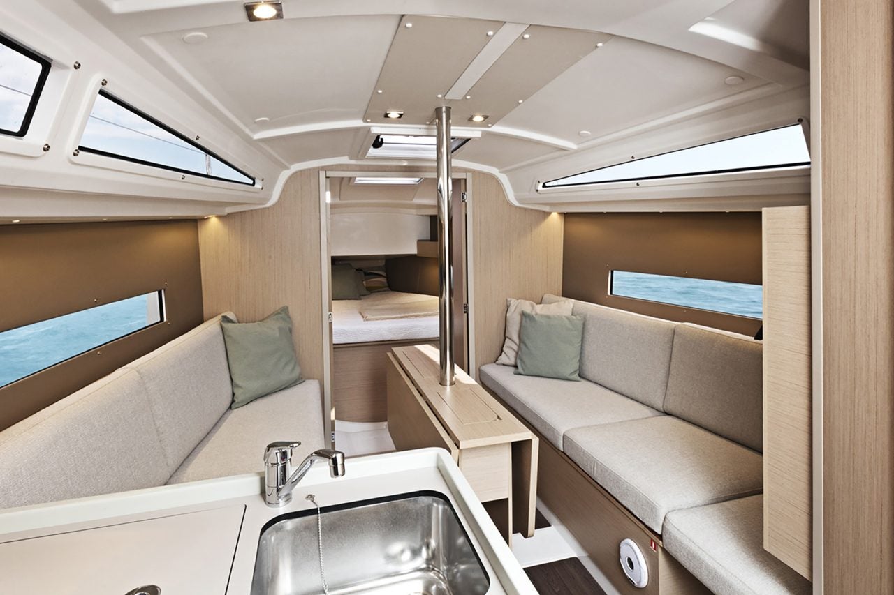 Beneteau 30.1 monohull salon cushioned seating area