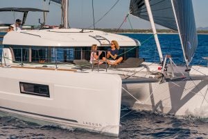 Family sailing aboard the Lagoon 40 yacht