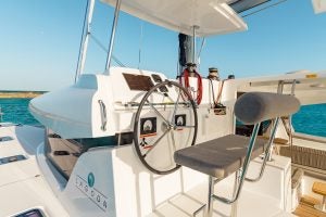 Helm station of the Lagoon 42 dream yacht