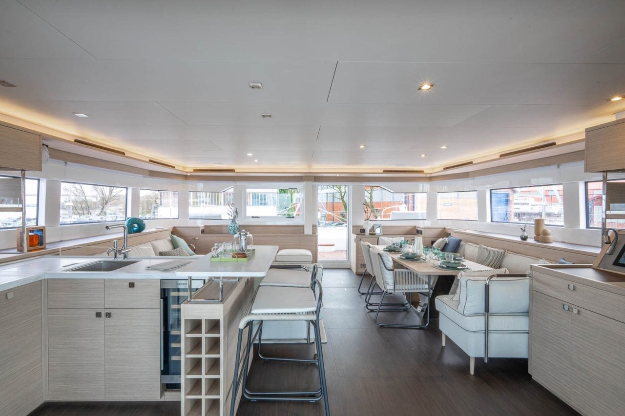 Expansive interior on the Lagoon 60 luxury sailing catamaran